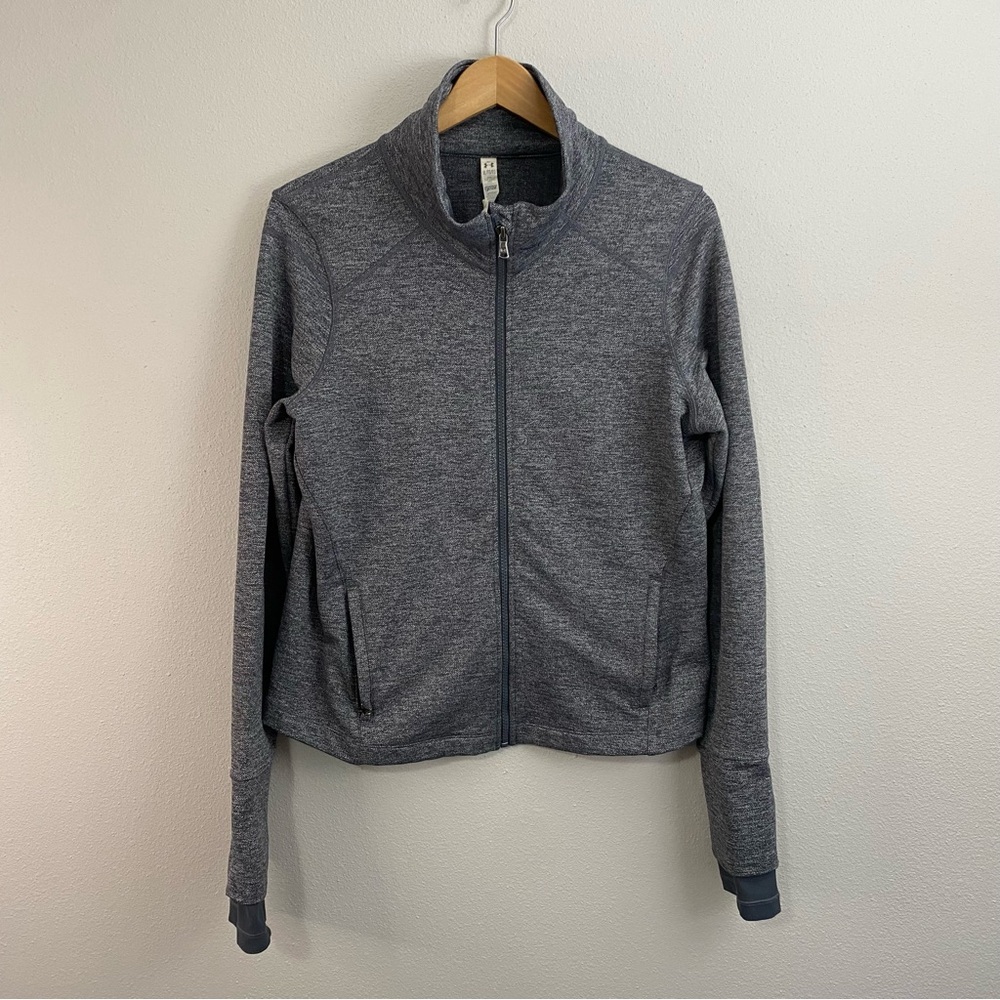 Under Armour Herringbone Gray Full Zip Running Jacket Women’s Size XL